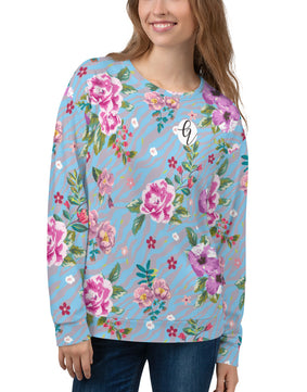 Pink blue floral Sweatshirt