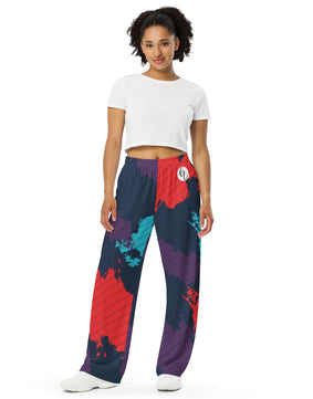 Geo wave All-over print unisex wide-leg pants