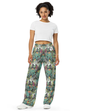 Poplin Multicolor All-over print unisex wide-leg pants