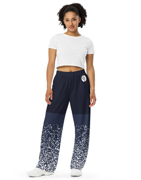 Sparkling greyish blue All-over print unisex wide-leg pants