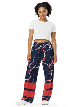 Blue shades All-over print unisex wide-leg pants