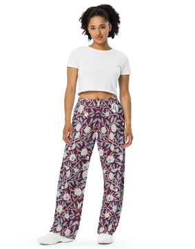 Red Floral All-over print unisex wide-leg pants