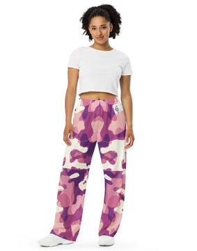 Drape sky minky All-over print unisex wide-leg pants