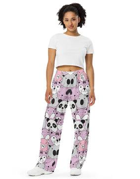 Bear All-over print unisex wide-leg pants