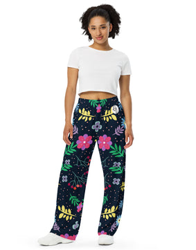 colorful ditsy All-over print unisex wide-leg pants