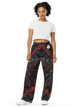 palm leaves All-over print unisex wide-leg pants