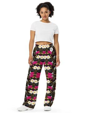 Floral Pattern All-over print unisex wide-leg pants