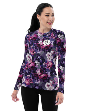 Purple Floral Women's Rash Guard