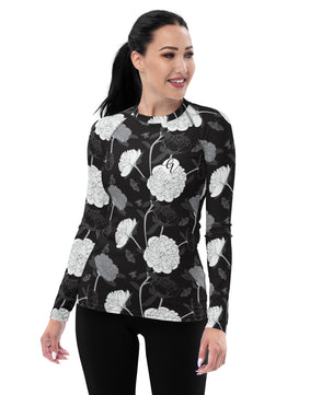 Black and White Viscose Women's Rash Guard