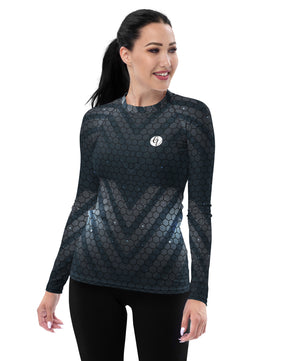 Blue Hexagon Rash Guard