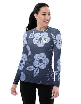 Grey Floral Rash Guard