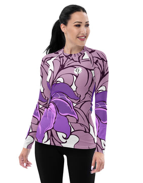 Purple Lotus Floral Rash Guard