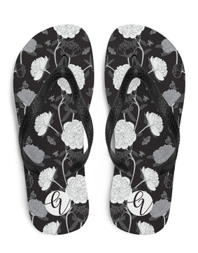 viscose black fabric leaves Flip-Flops