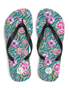 Orchid floral pattern Flip-Flops