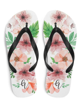 White flower pattern Flip-Flops