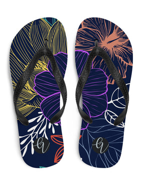 Navy floral Flip-Flops