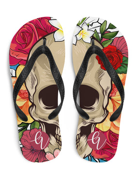 Skeletal floral Flip-Flops