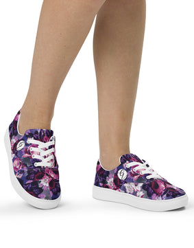 Purple floral Women’s lace-up canvas shoes