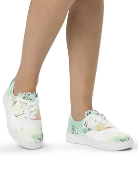 Flower floral Women’s lace-up canvas shoes