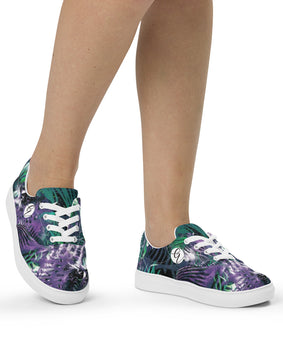 Purple floral Women’s lace-up canvas shoes